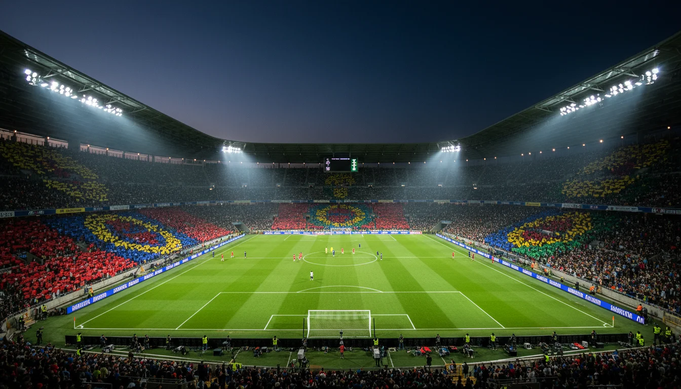 Volles Fußballstadion bei einem Champions-League-Abendspiel