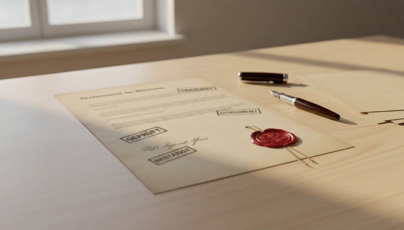 Offizieller Vertrag mit Siegel und Stempel