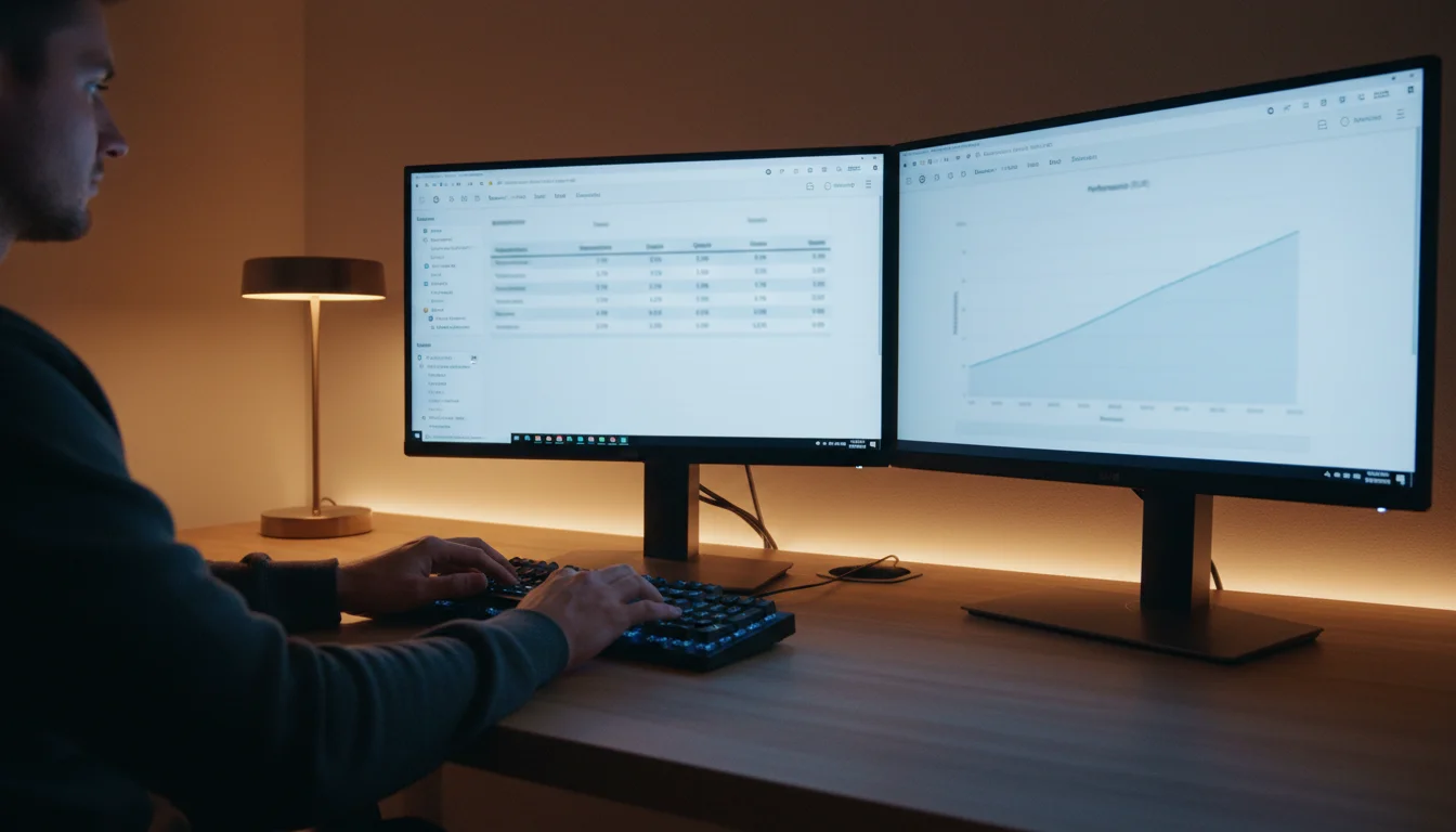 Professioneller Arbeitsplatz mit mehreren Bildschirmen für Sportwetten-Analyse