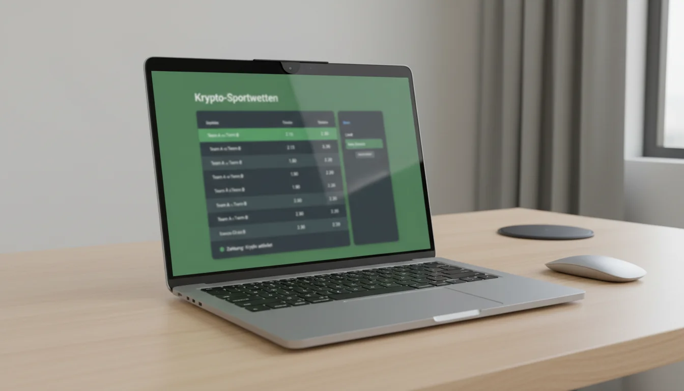 Modernes Interface einer Krypto-Wettplattform auf Laptop