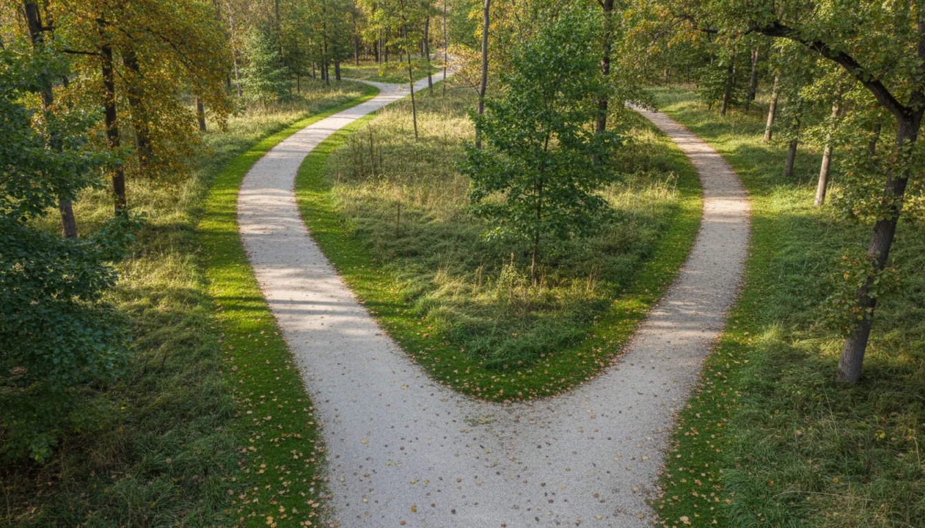 Zwei Wege die sich teilen als Symbol für unterschiedliche Anbietertypen