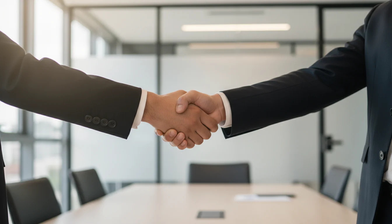 Professioneller Handschlag als Symbol für vertrauenswürdige Partnerschaft
