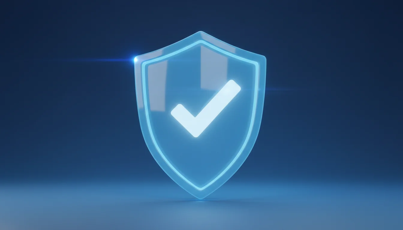 Schutzschild mit Häkchen als Symbol für sicheres Wetten