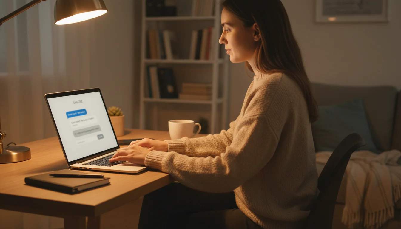 Person im Chat mit dem VIP-Kundensupport auf dem Laptop